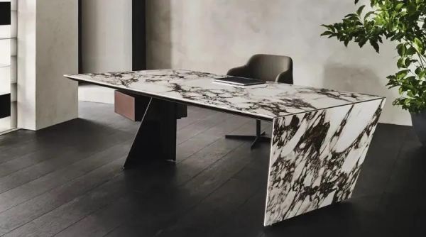 Nasdaq Keramik書桌，大理石陶瓷拼接