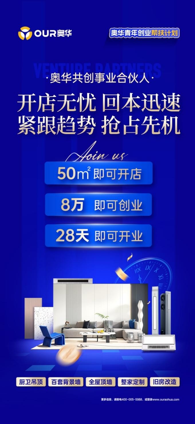 8萬元即可加盟頂墻門柜整裝店，奧華引領創富新模式！