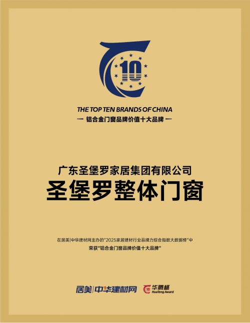 2025門窗十大品牌出爐，圣堡羅等企業(yè)斬獲品牌價(jià)值十強(qiáng)